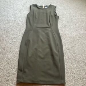 Olive green pencil dress.
